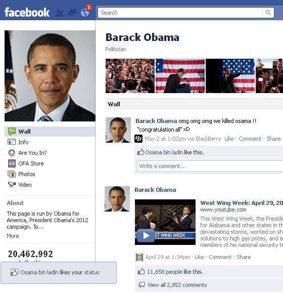 Name:  Osama bin Ladin likes, Barak Obama fb Status.jpg
Views: 3537
Size:  68.0 KB
