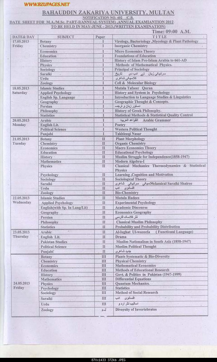 Click image for larger version

Name:	Date Sheet of MA MSc Part I May June 2013 .jpg
Views:	208
Size:	371.8 KB
ID:	29596