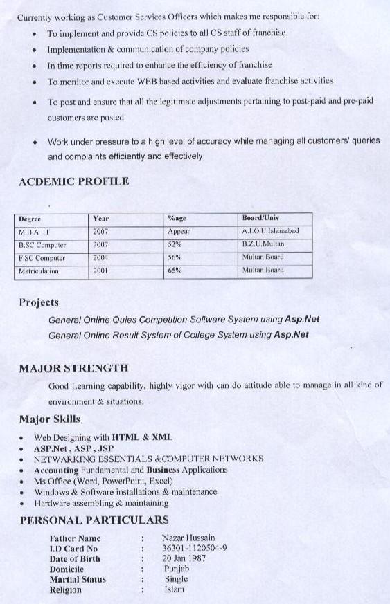 curriculum vitae. Samples of Curriculum Vitae