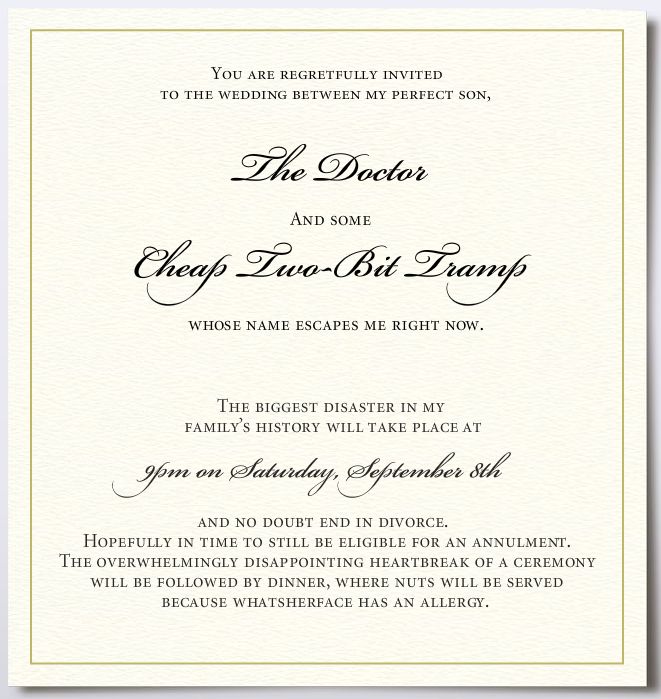 Dont let mother in law's to design ur wedding invitations�