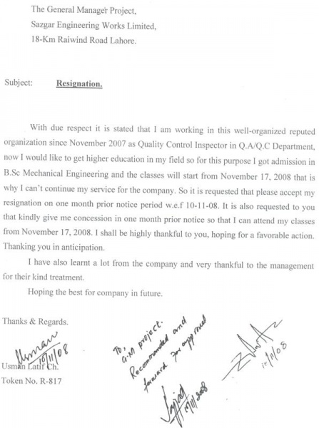 18 Resignation Letter Sazgar Engineering Works