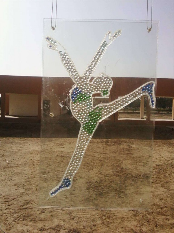 A girl made by Bunta's inside the glass slab... Art Painting