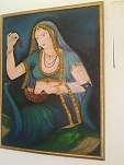 Painting of a women; she is holding a bucket in her hand