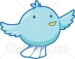 13132 Cute Chubby Blue Bird Clipart Graphic Illustration