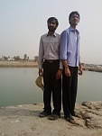 Aati and Shery Near the Fish Pool