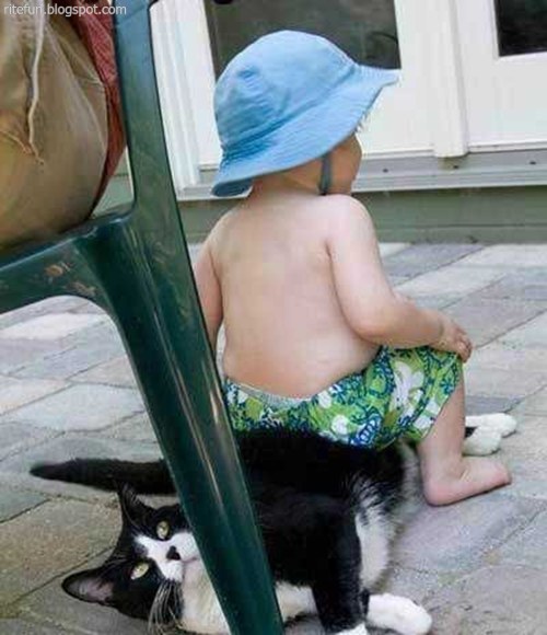 Cute Baby on Cat