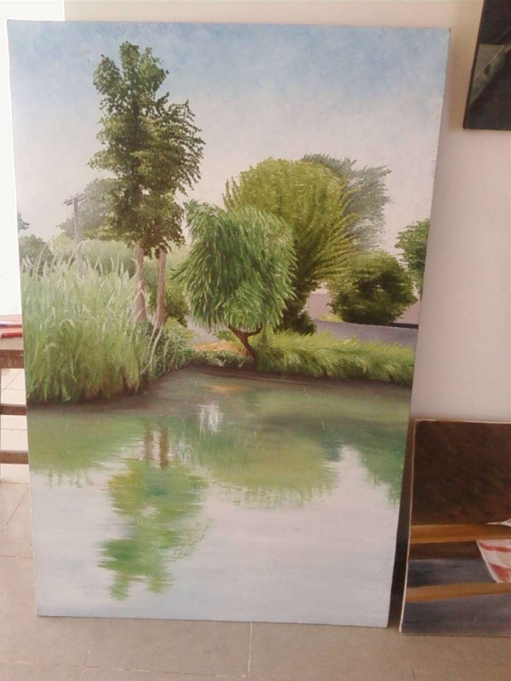 A Village sketch with a stream